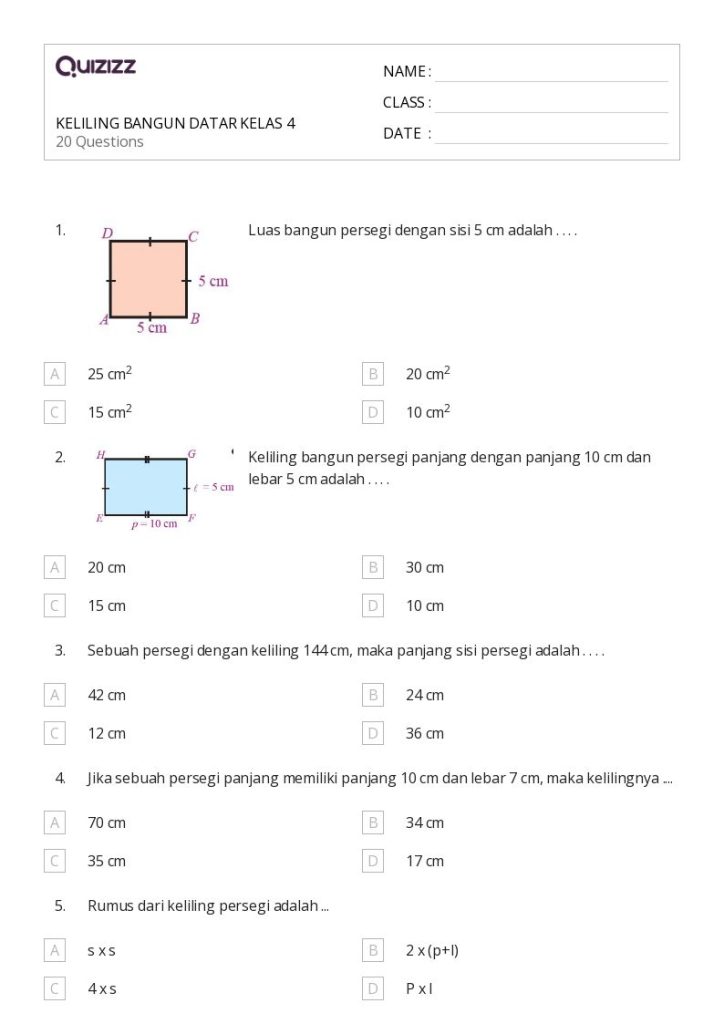 5 Contoh Soal Keliling Persegi Panjang Kelas 3 SD, Wajib Tahu Sebelum STS 2026