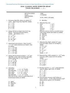 Contoh Soal Kimia Kelas 12 Semester 2
