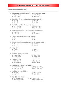 Soal Matematika Aljabar Kelas 7 Dalchaebi