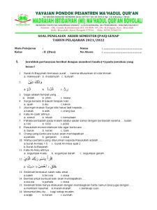 Mengukur Pemahaman Awal Contoh Soal UKK Quran Hadis Kelas 1 Semester 1