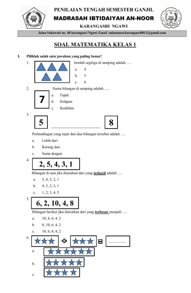 5 Contoh Soal Ulangan Matematika Kelas 1 Semester 1 yang Wajib Dikuasai Sebelum STS 2026