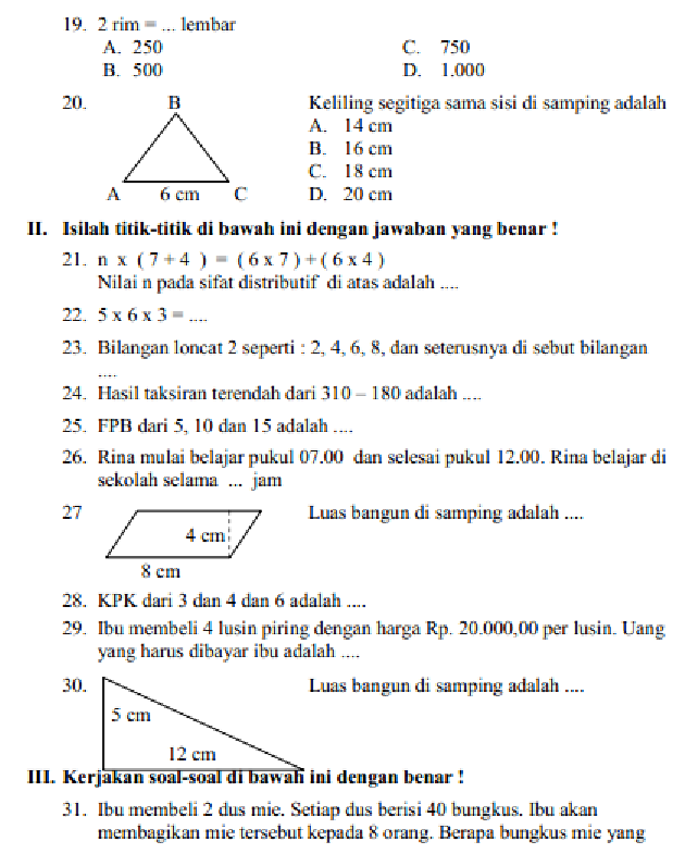 7 Soal Matematika Semester 1 Kelas 6 yang Sering Muncul di Ujian, Wajib Tahu Sebelum Terlambat