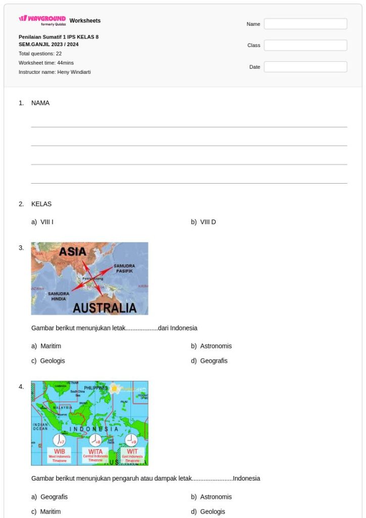 30 Soal UH IPS Kelas 8 Semester 2 K13 Materi Kondisi Geografis, Wajib Tahu Sebelum Ulangan Harian