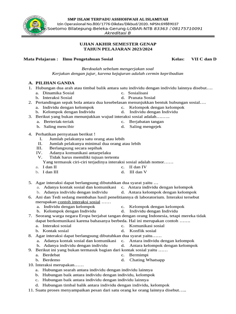7 Contoh Soal IPS Kelas 7 Semester 2 Kurikulum 13 yang Wajib Kamu Kuasai Sebelum Ujian!