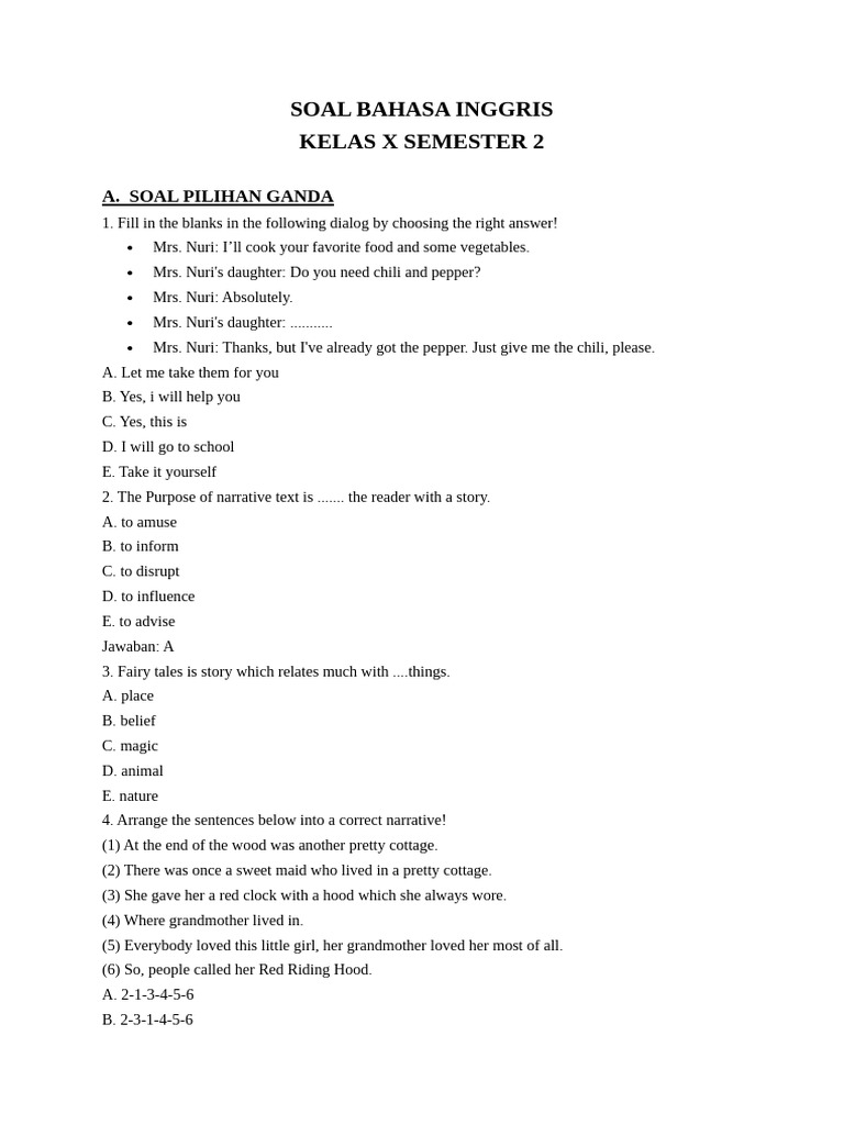 7 Rahasia Contoh Soal Pilihan Ganda Bahasa Inggris Kelas X Semester 2 yang Wajib Tahu!