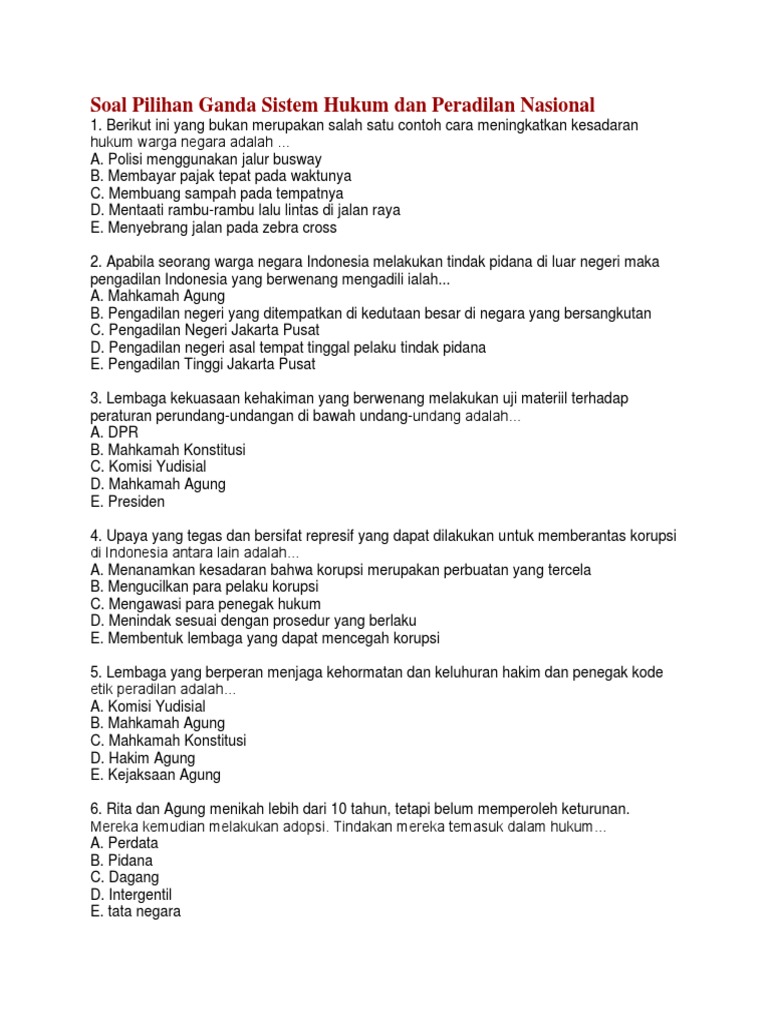 7 Rahasia Menguasai contoh soal pilihan ganda hukum prapreadilan kelas 11 semester 2 Ujian