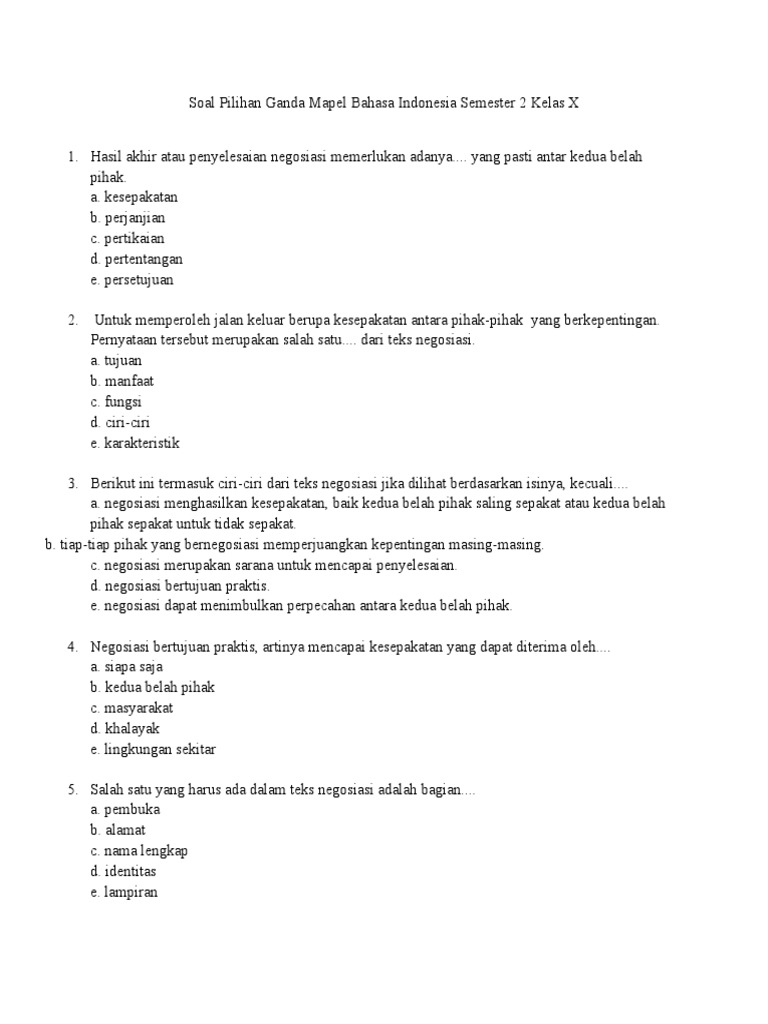Rahasia 3 Langkah Menguasai Contoh Soal Pilihan Ganda Bahasa Indonesia Kelas 10 Semester 2