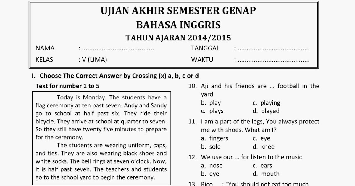 Terbukti! 5 Contoh Soal Pilihan Ganda Bahasa Inggris Kelas 10 Semester 2 yang Wajib Kuasai