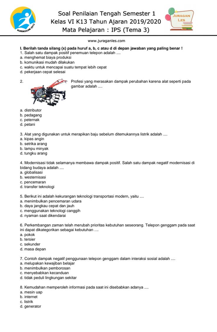 Soal IPS Kelas 6 Semester 1 Tema3 - pdf Objektif