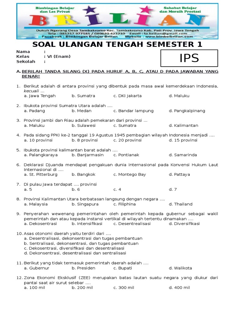 Ternyata Ini yang Sering Muncul di Contoh Soal IPS Kelas 6 Semester 2 2018, Wajib Tahu Sebelum Ulangan!