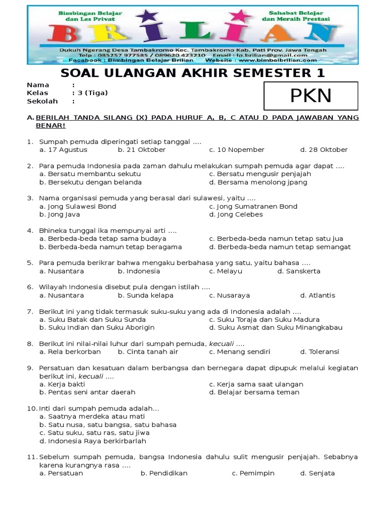 Ternyata Masih Relevan Kumpulan Soal Semester 1 SD Kelas 3 Pelajaran PPKn 2017 untuk Latihan Anak di Tahun 2026