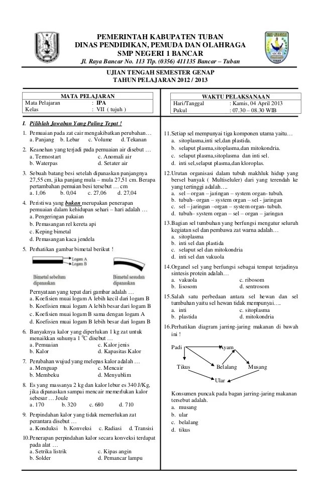 contoh soal ips kelas 7 semester 2 kurikulum 2013