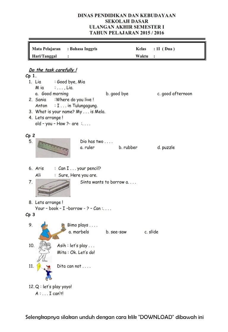 soal soal pas kelas 2 semester 1 soal soal pas kelas 2 semester 1