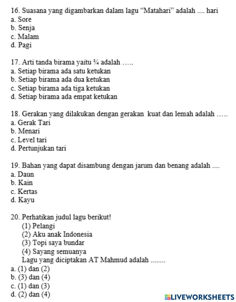 Rahasia Jawaban Benar Soal SBDP Tema 6 Subtema 1 Kelas 4 Agar Nilai Sempurna Rahasia Jawaban Benar Soal SBDP Tema 6 Subtema 1 Kelas 4 Agar Nilai Sempurna